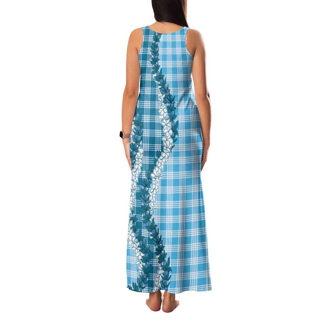 Blue Hawaii Palaka Tank Maxi Dress Hawaiian Honohono Lei LT05 - Polynesian Pride