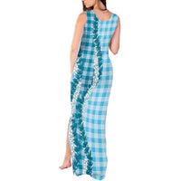 Blue Hawaii Palaka Tank Maxi Dress Hawaiian Honohono Lei LT05 - Polynesian Pride