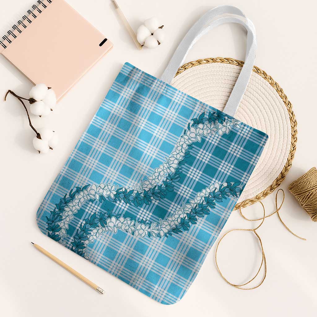 Blue Hawaii Palaka Tote Bag Hawaiian Honohono Lei LT05 White Strap One Size Blue - Polynesian Pride