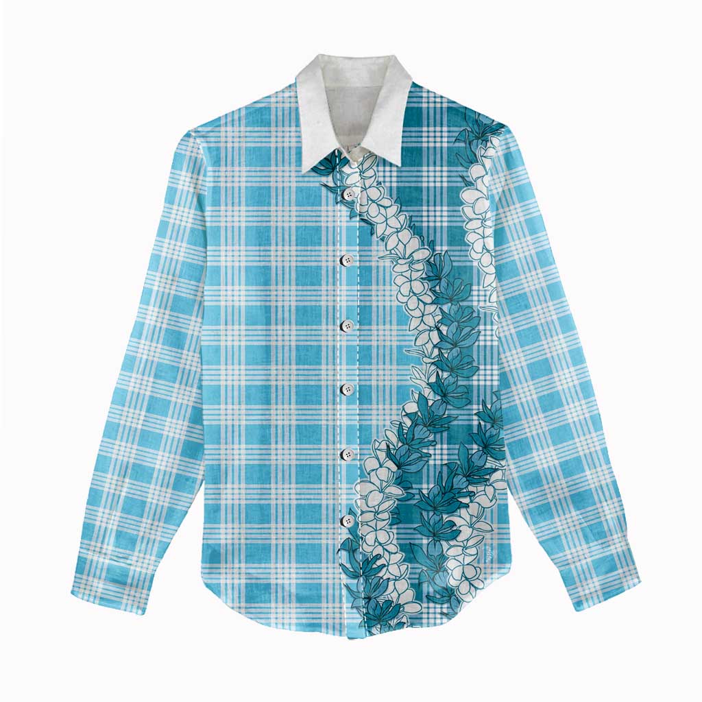 Blue Hawaii Palaka Women Casual Shirt Hawaiian Honohono Lei LT05 - Polynesian Pride