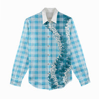 Blue Hawaii Palaka Women Casual Shirt Hawaiian Honohono Lei LT05 - Polynesian Pride
