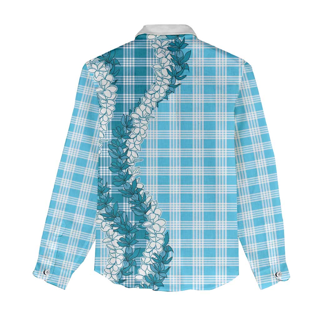 Blue Hawaii Palaka Women Casual Shirt Hawaiian Honohono Lei LT05 - Polynesian Pride