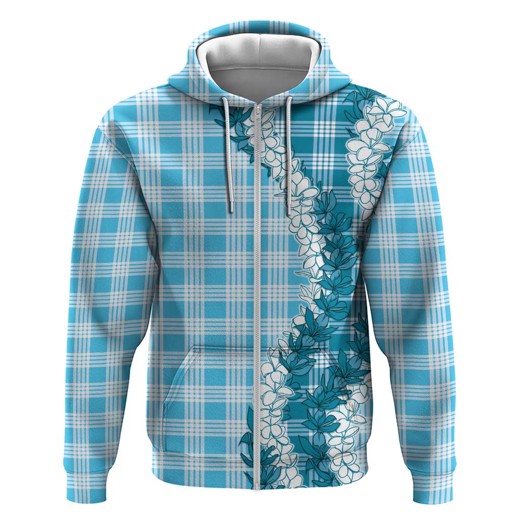 Blue Hawaii Palaka Zip Hoodie Hawaiian Honohono Lei LT05 Zip Hoodie Blue - Polynesian Pride