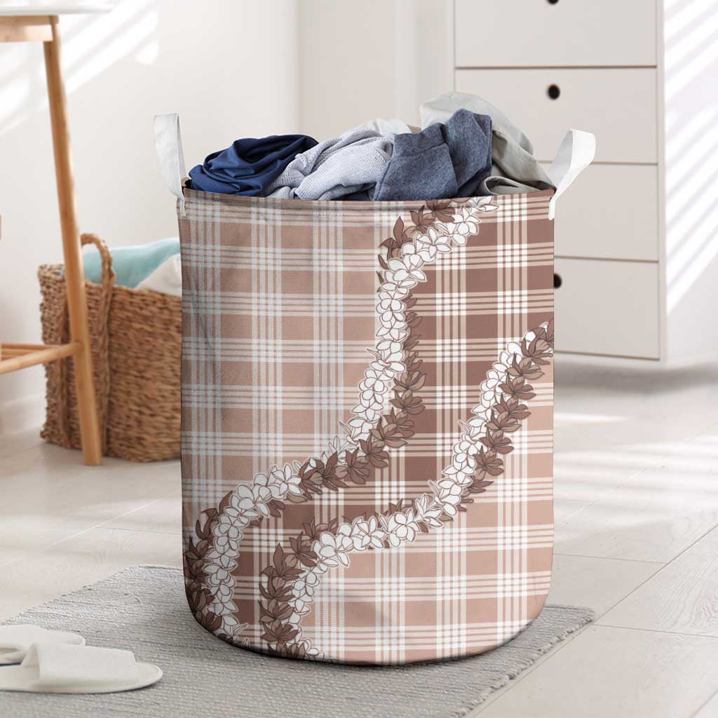 Beige Hawaii Palaka Laundry Basket Hawaiian Honohono Lei LT05 Beige - Polynesian Pride