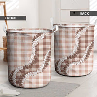 Beige Hawaii Palaka Laundry Basket Hawaiian Honohono Lei LT05 - Polynesian Pride