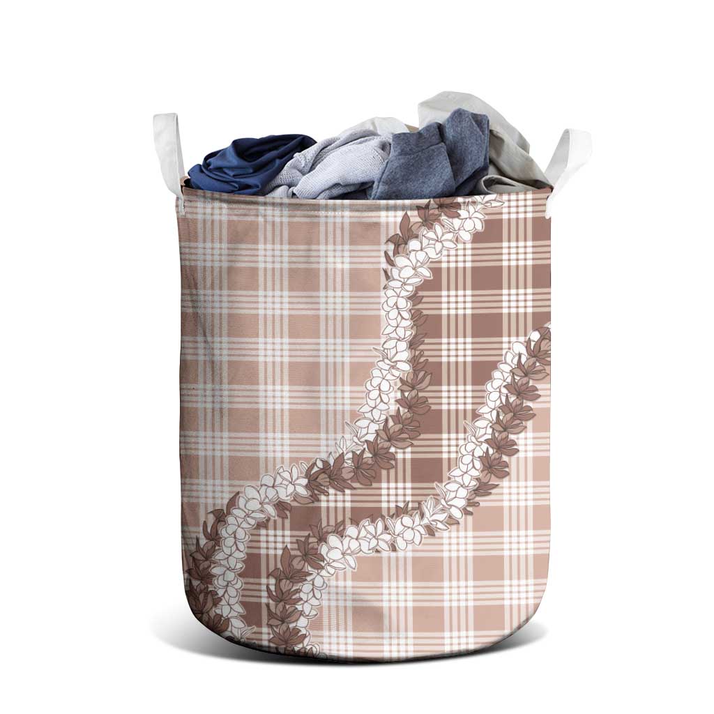 Beige Hawaii Palaka Laundry Basket Hawaiian Honohono Lei LT05 - Polynesian Pride