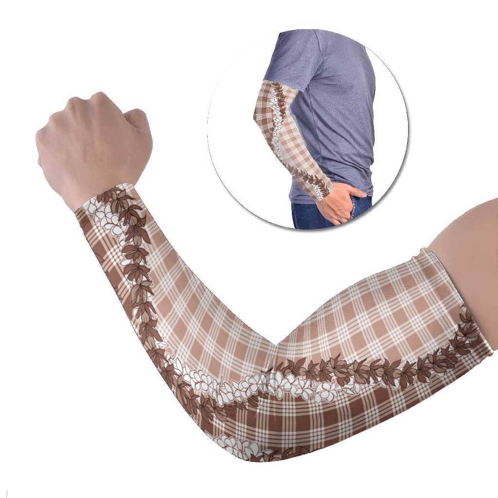 Beige Hawaii Palaka Arm Sleeves Hawaiian Honohono Lei LT05 Set of 2 Beige - Polynesian Pride