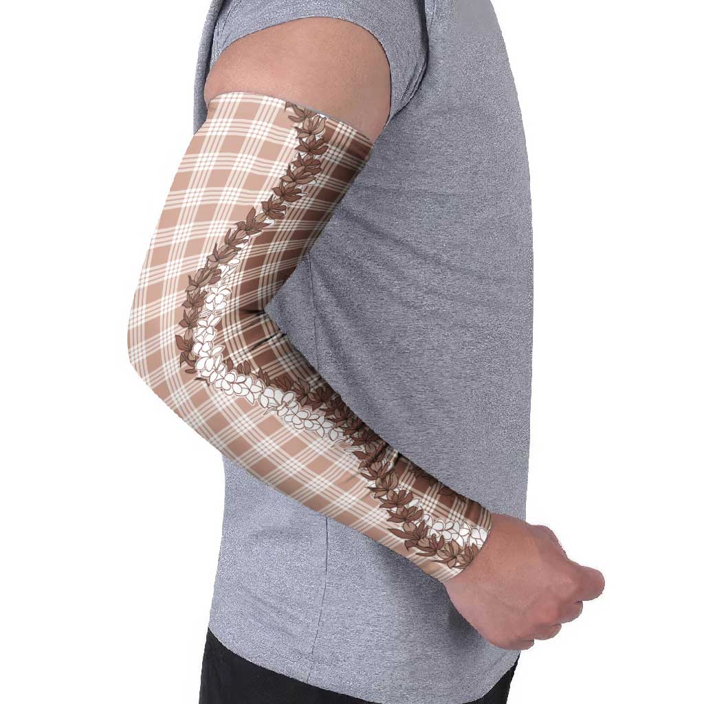 Beige Hawaii Palaka Arm Sleeves Hawaiian Honohono Lei LT05 - Polynesian Pride
