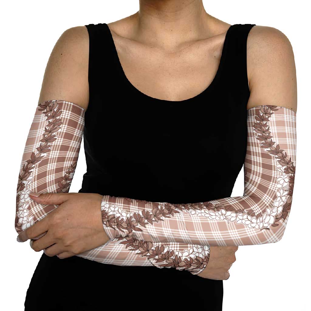 Beige Hawaii Palaka Arm Sleeves Hawaiian Honohono Lei LT05 - Polynesian Pride