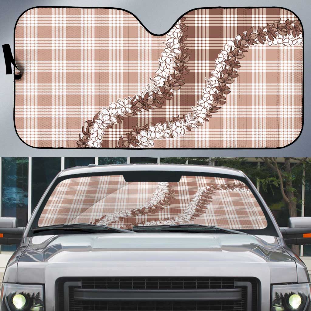 Beige Hawaii Palaka Auto Sun Shade Hawaiian Honohono Lei LT05 Beige - Polynesian Pride