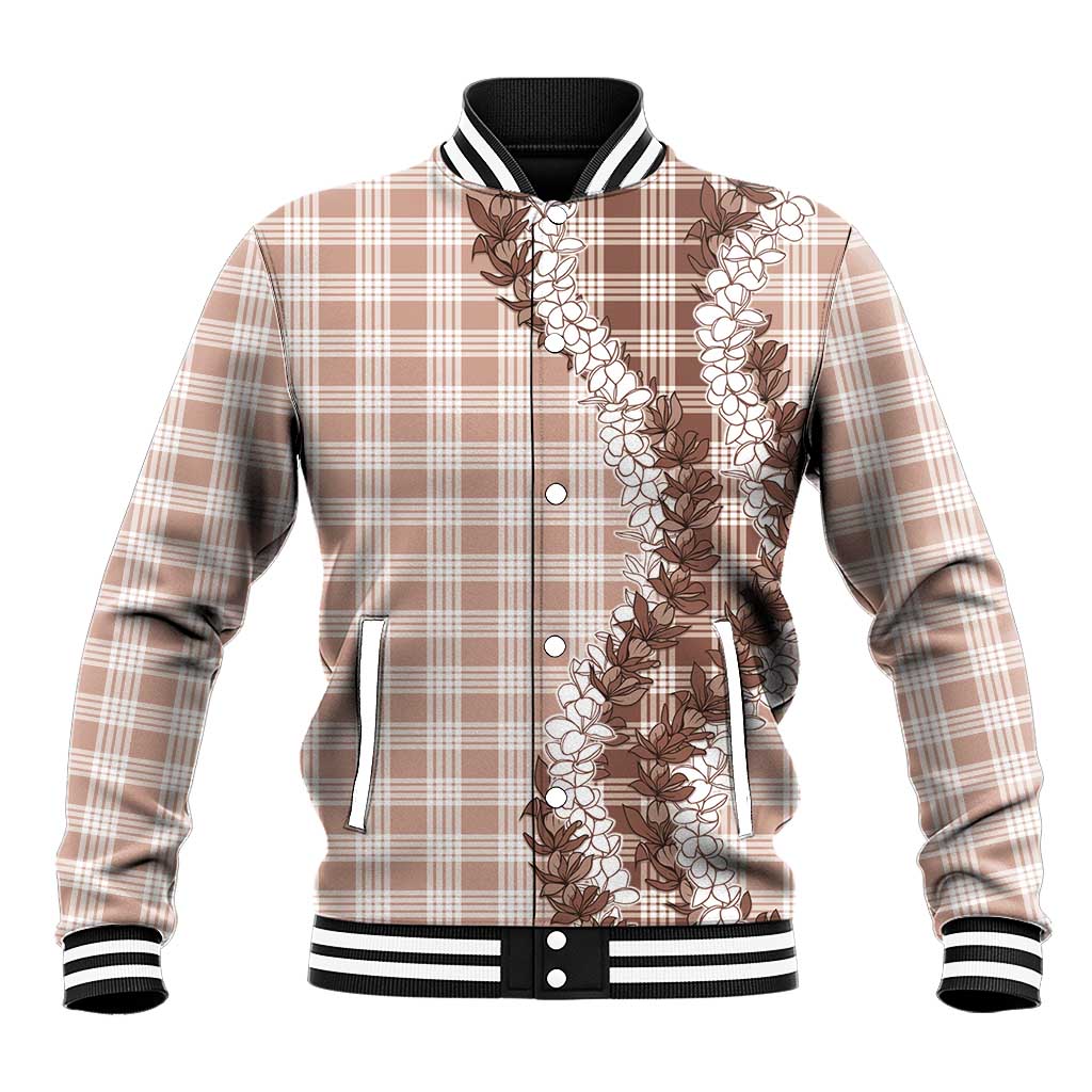 Beige Hawaii Palaka Baseball Jacket Hawaiian Honohono Lei LT05 Unisex Beige - Polynesian Pride