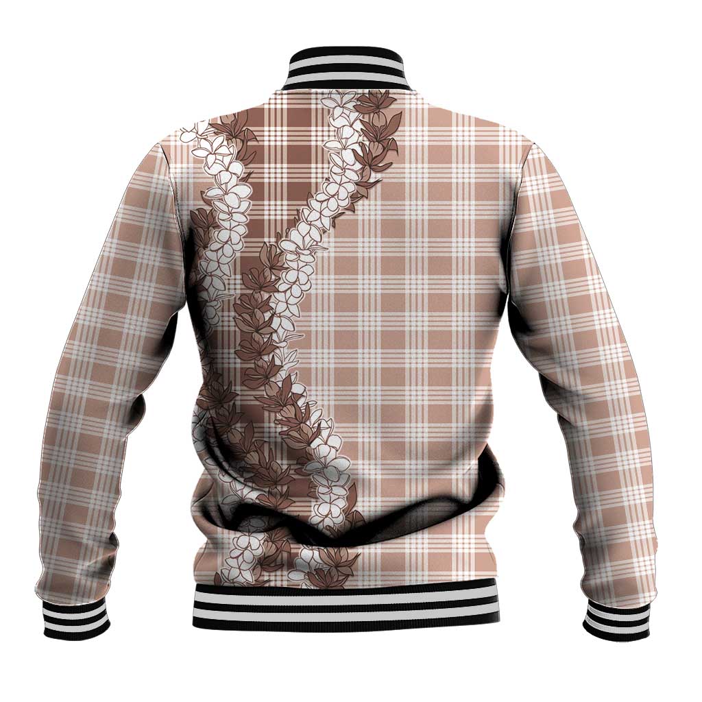 Beige Hawaii Palaka Baseball Jacket Hawaiian Honohono Lei LT05 - Polynesian Pride