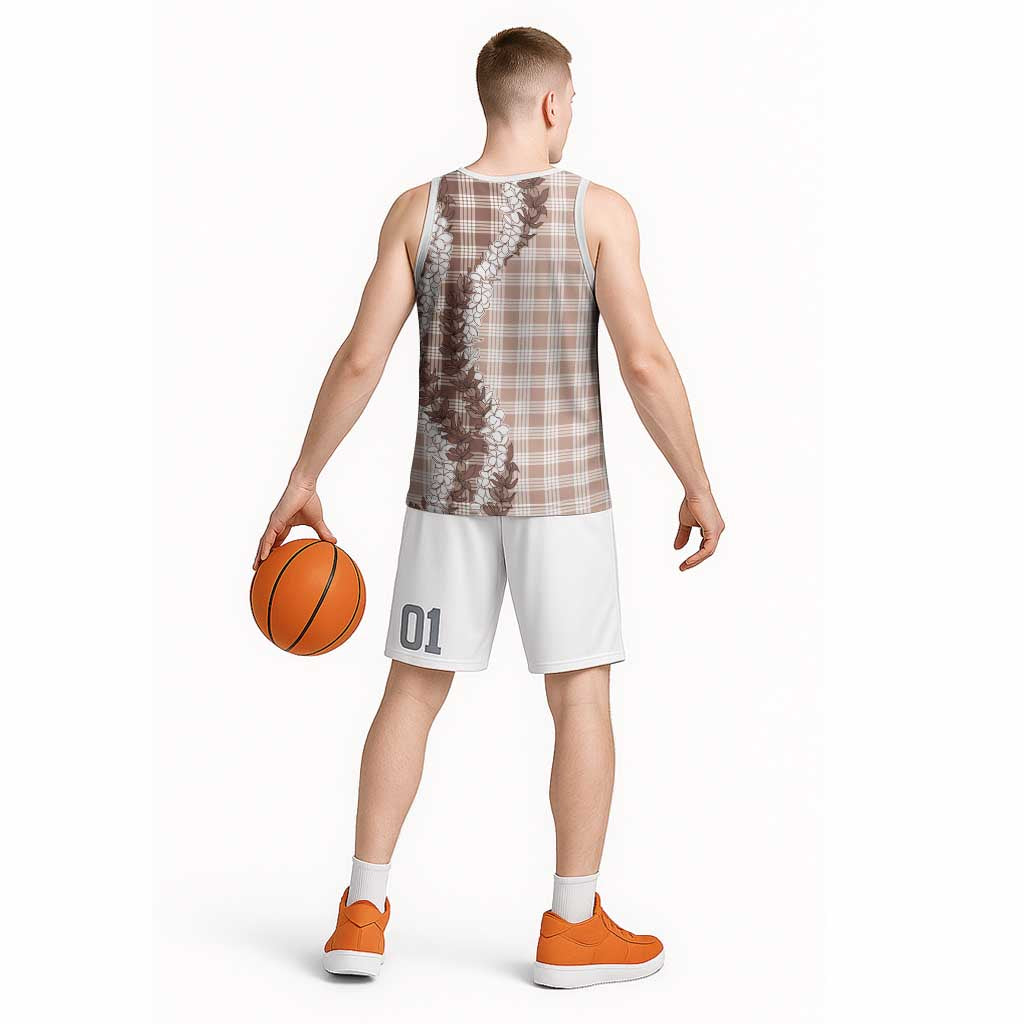 Beige Hawaii Palaka Basketball Jersey Hawaiian Honohono Lei LT05 - Polynesian Pride