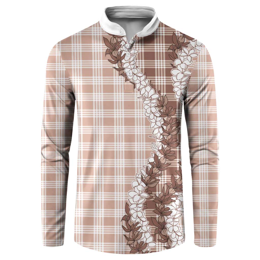 Beige Hawaii Palaka Button Sweatshirt Hawaiian Honohono Lei LT05 Beige - Polynesian Pride