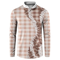 Beige Hawaii Palaka Button Sweatshirt Hawaiian Honohono Lei LT05 Beige - Polynesian Pride