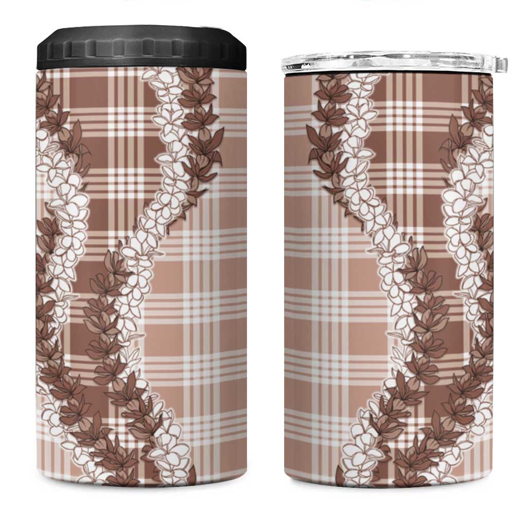Beige Hawaii Palaka 4 in 1 Can Cooler Tumbler Hawaiian Honohono Lei LT05 One Size: 16 oz Beige - Polynesian Pride