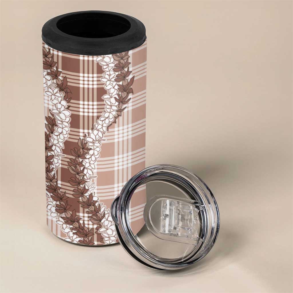 Beige Hawaii Palaka 4 in 1 Can Cooler Tumbler Hawaiian Honohono Lei LT05 - Polynesian Pride
