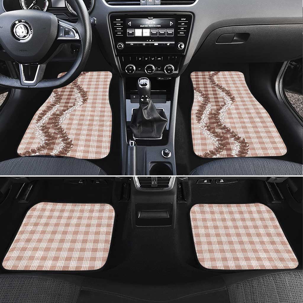 Beige Hawaii Palaka Car Mats Hawaiian Honohono Lei LT05 Set 4pcs Beige - Polynesian Pride