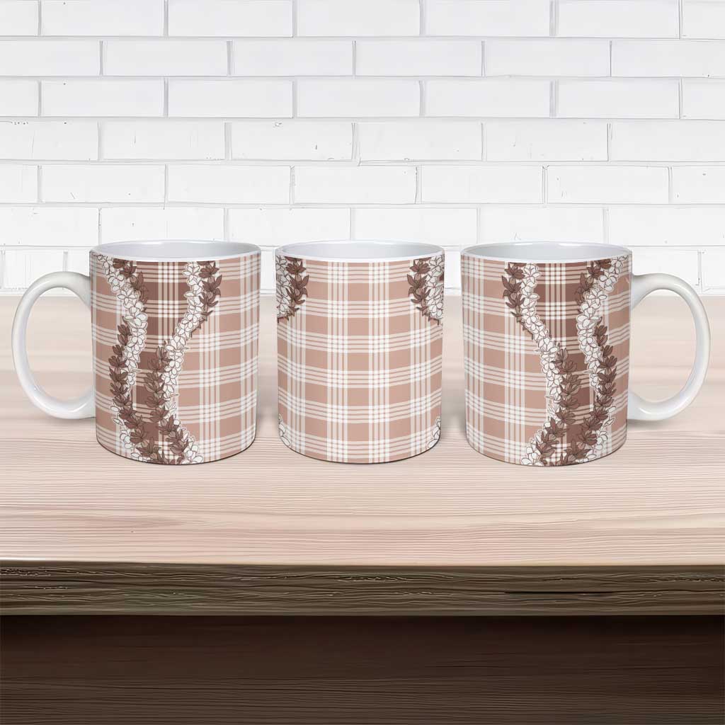 Beige Hawaii Palaka Ceramic Mug Hawaiian Honohono Lei LT05 - Polynesian Pride