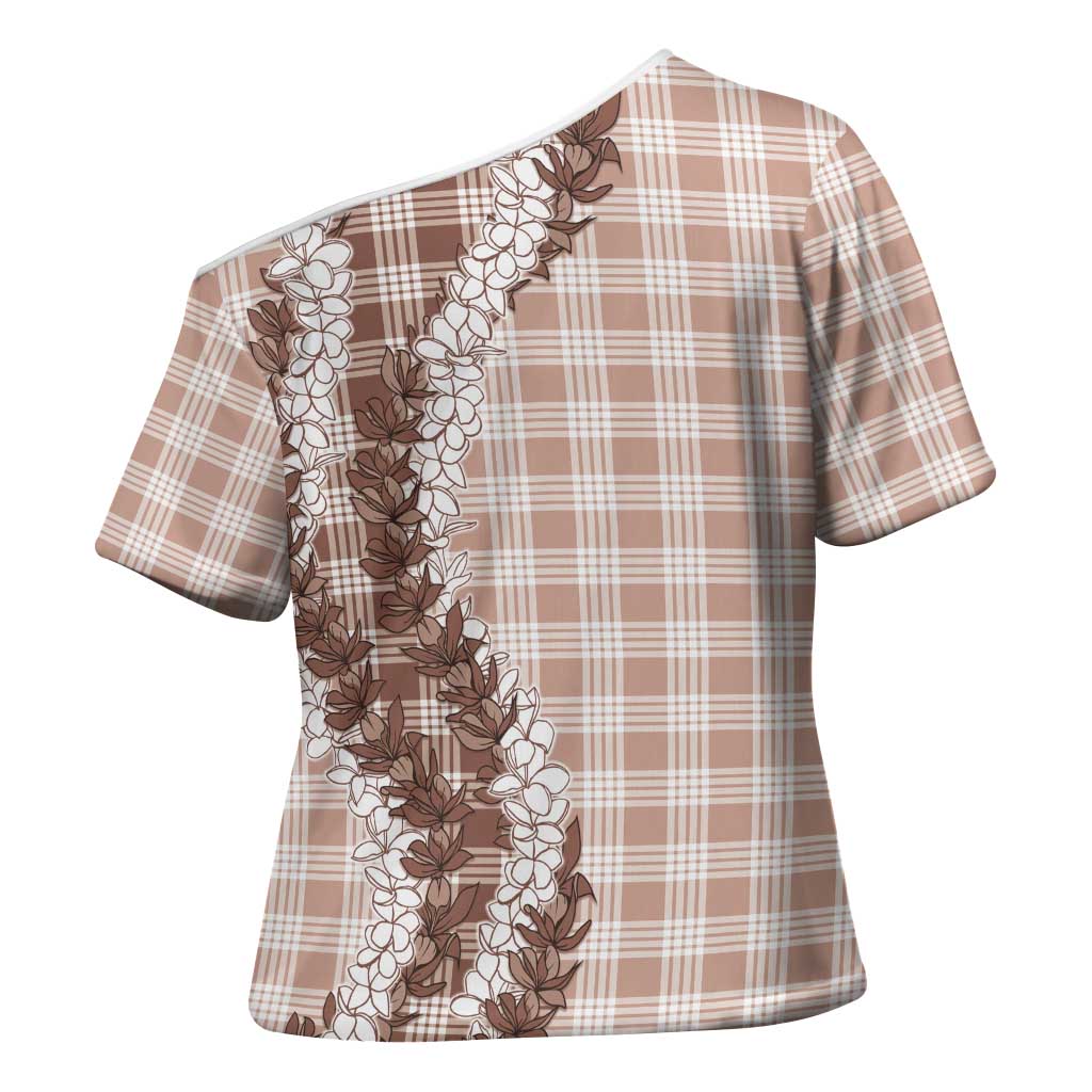 Beige Hawaii Palaka Cross Shoulder Shirt Hawaiian Honohono Lei LT05 - Polynesian Pride