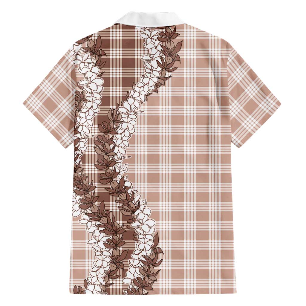 Beige Hawaii Palaka Family Matching Puletasi and Hawaiian Shirt Hawaiian Honohono Lei