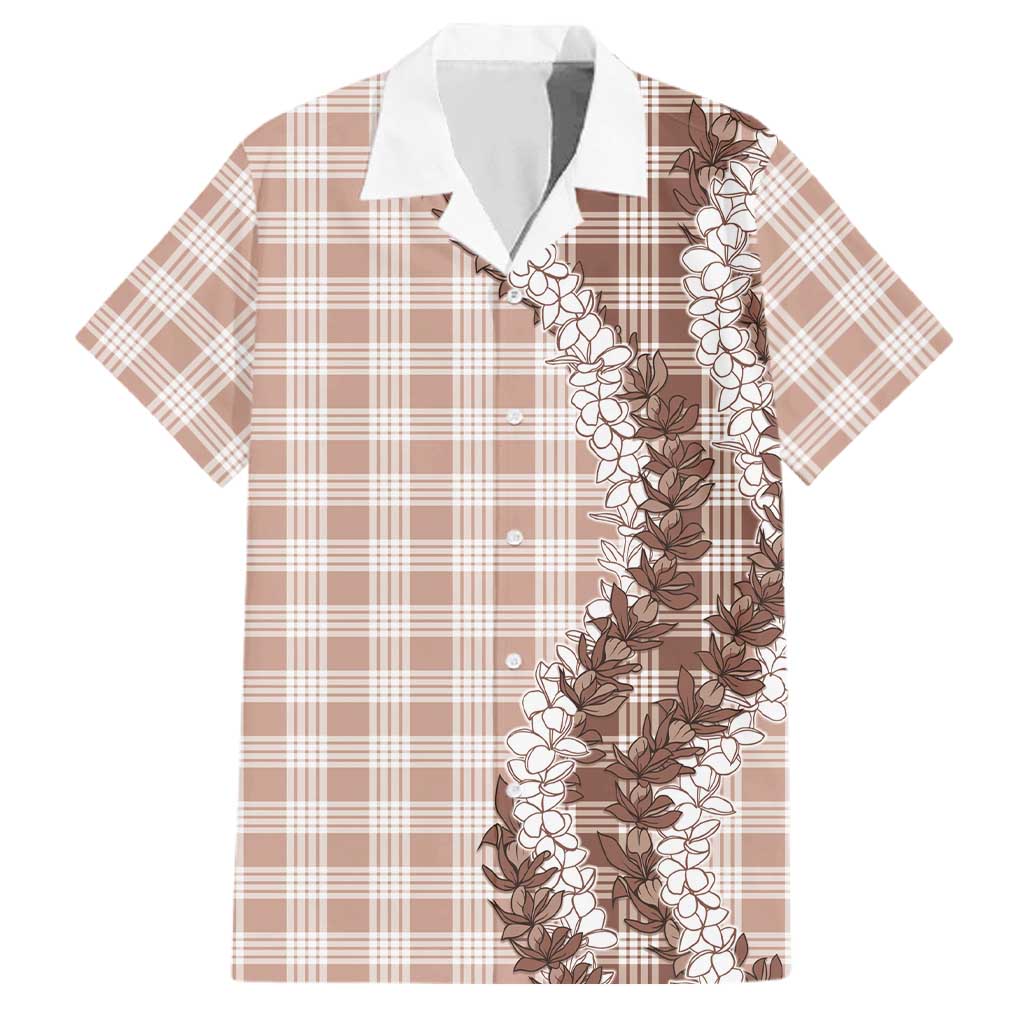Beige Hawaii Palaka Family Matching Tank Maxi Dress and Hawaiian Shirt Hawaiian Honohono Lei