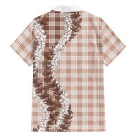 Beige Hawaii Palaka Family Matching Tank Maxi Dress and Hawaiian Shirt Hawaiian Honohono Lei