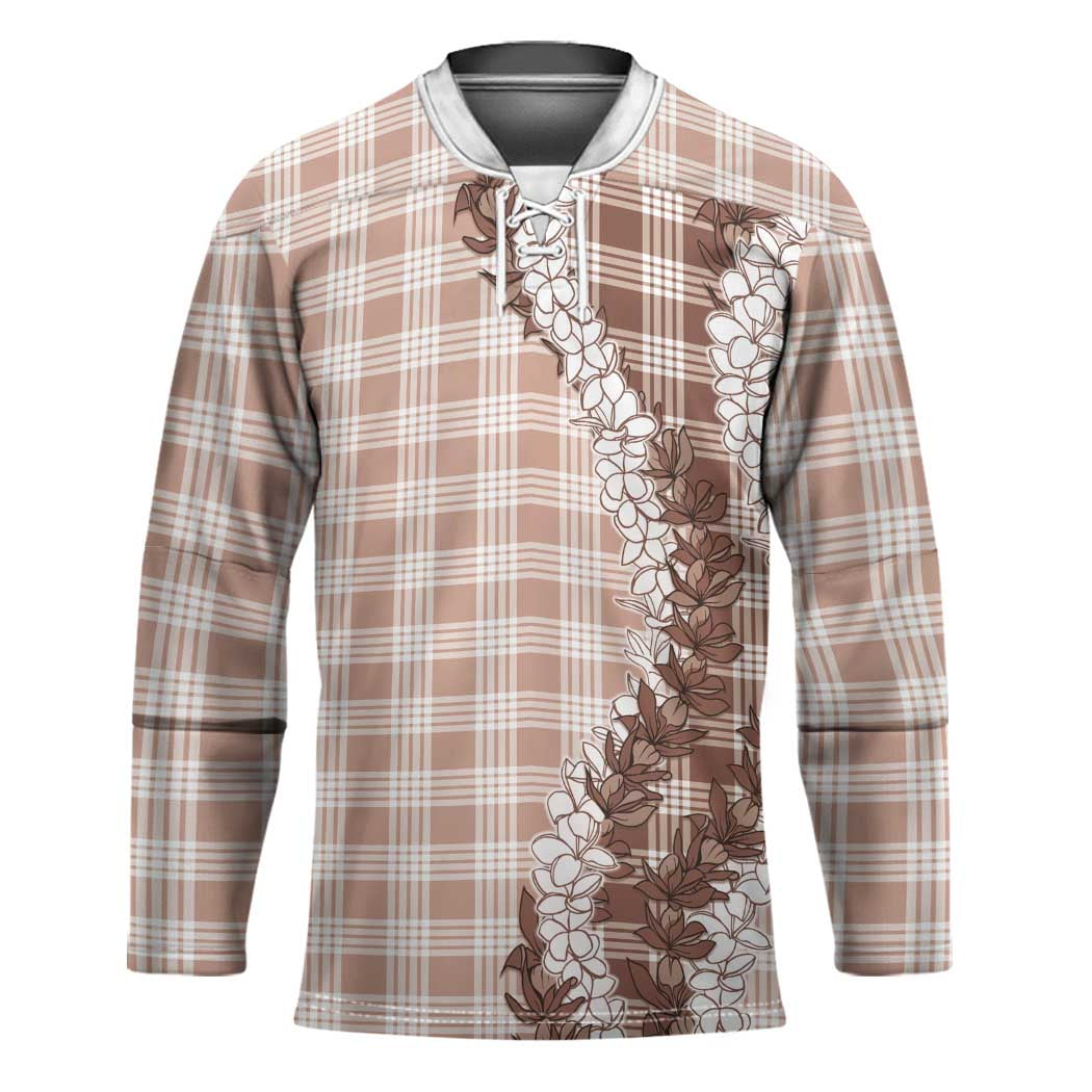 Beige Hawaii Palaka Hockey Jersey Hawaiian Honohono Lei LT05 Unisex Beige - Polynesian Pride
