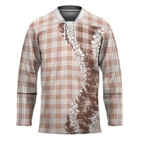 Beige Hawaii Palaka Hockey Jersey Hawaiian Honohono Lei LT05 Unisex Beige - Polynesian Pride