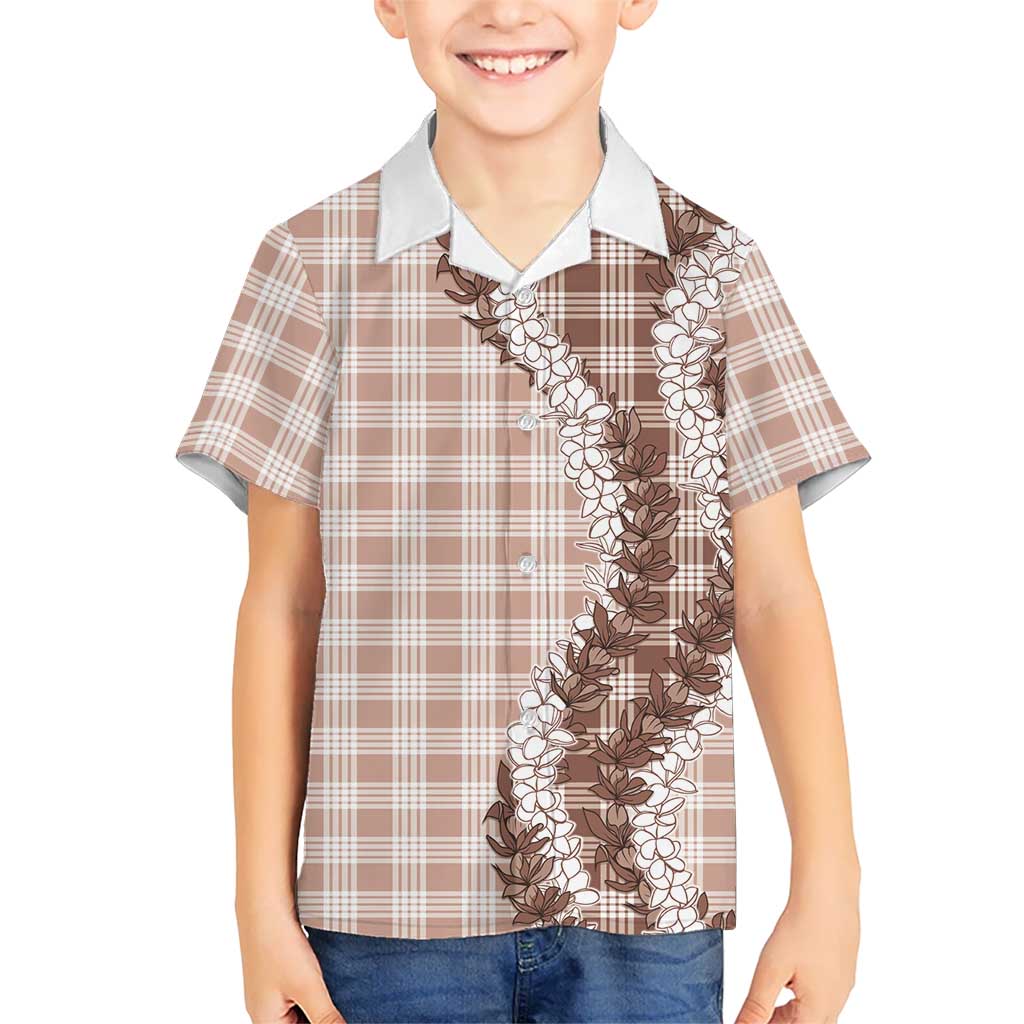 Beige Hawaii Palaka Kid Hawaiian Shirt Hawaiian Honohono Lei