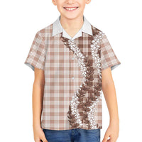 Beige Hawaii Palaka Kid Hawaiian Shirt Hawaiian Honohono Lei
