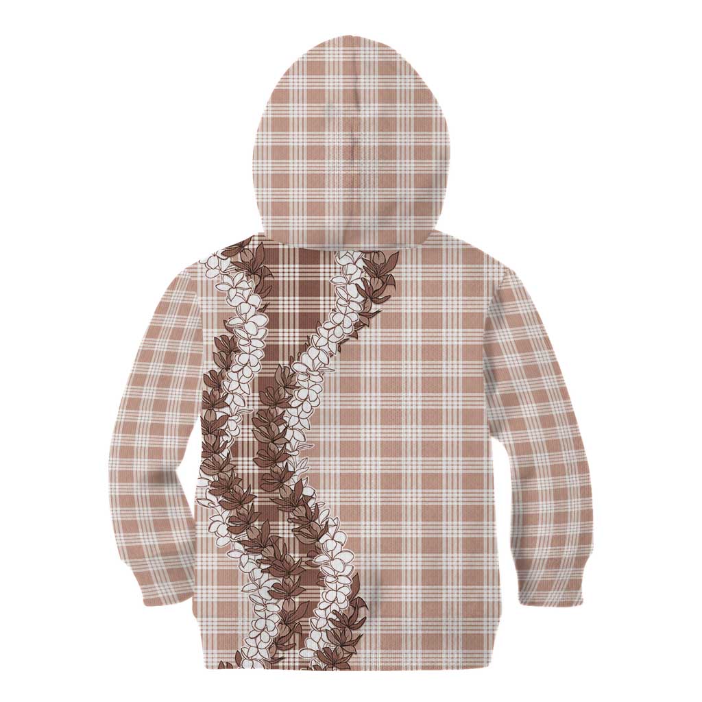 Beige Hawaii Palaka Kid Hoodie Hawaiian Honohono Lei LT05 - Polynesian Pride