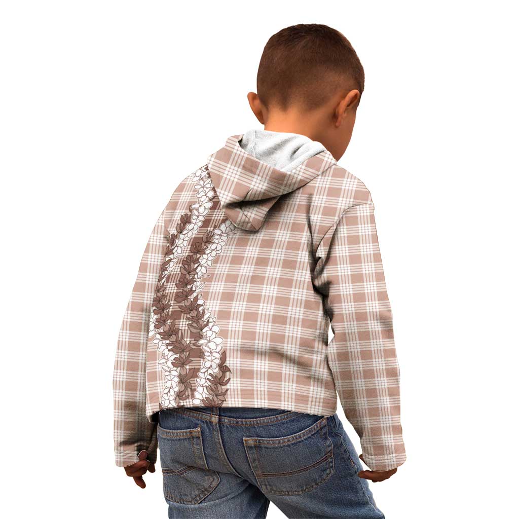 Beige Hawaii Palaka Kid Hoodie Hawaiian Honohono Lei LT05 - Polynesian Pride
