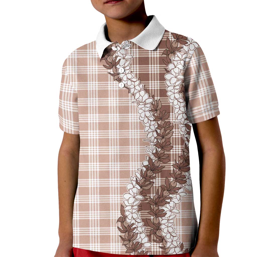 Beige Hawaii Palaka Kid Polo Shirt Hawaiian Honohono Lei LT05 Kid Beige - Polynesian Pride