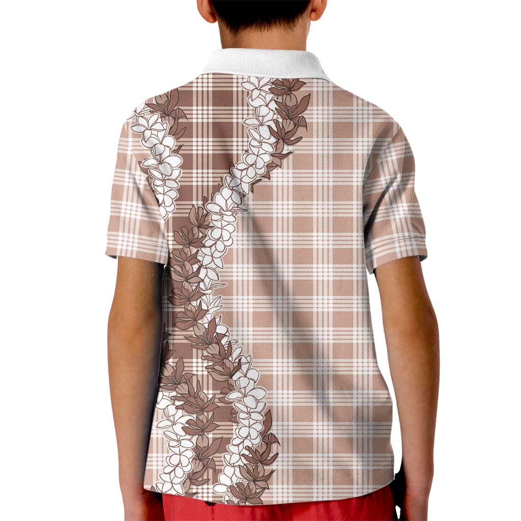 Beige Hawaii Palaka Kid Polo Shirt Hawaiian Honohono Lei LT05 - Polynesian Pride