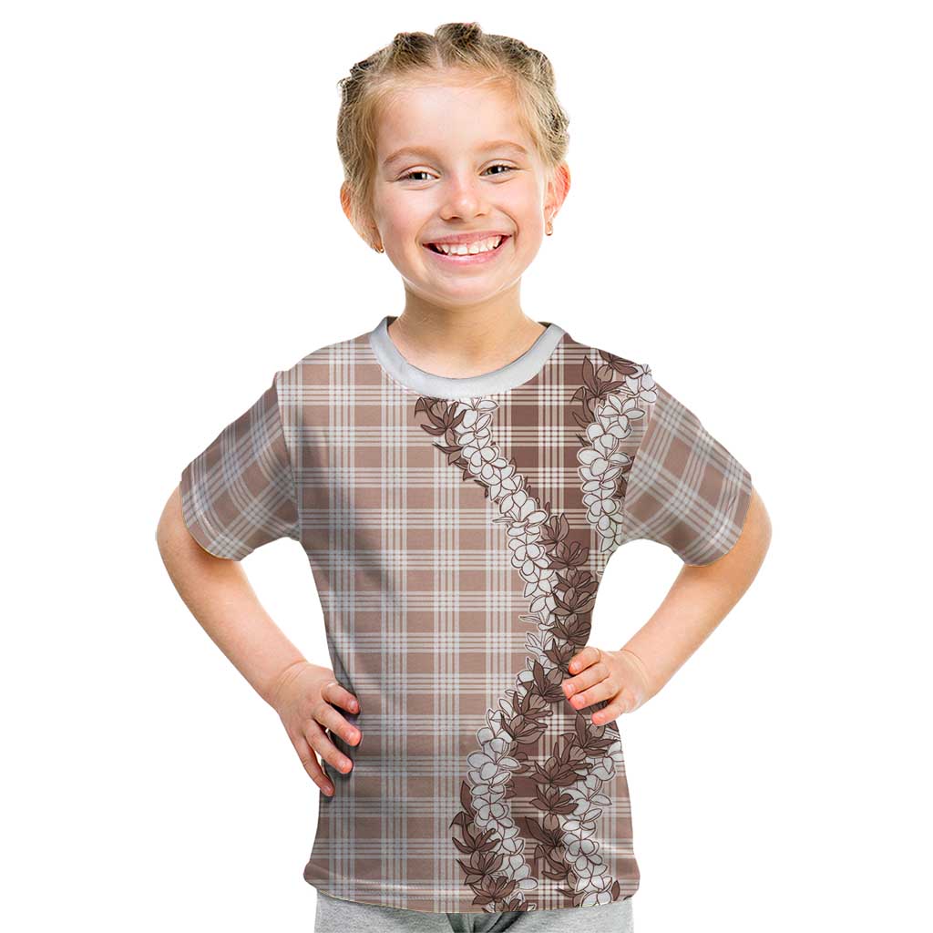 Beige Hawaii Palaka Kid T Shirt Hawaiian Honohono Lei LT05 Beige - Polynesian Pride