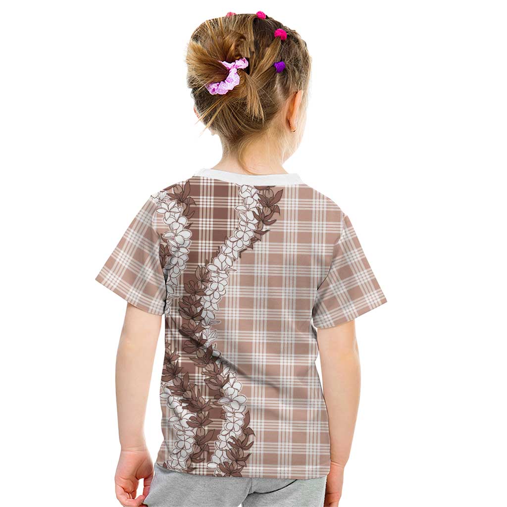 Beige Hawaii Palaka Kid T Shirt Hawaiian Honohono Lei LT05 - Polynesian Pride