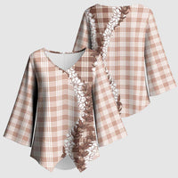 Beige Hawaii Palaka Kimono Sleeve Blouse Hawaiian Honohono Lei LT05 - Polynesian Pride