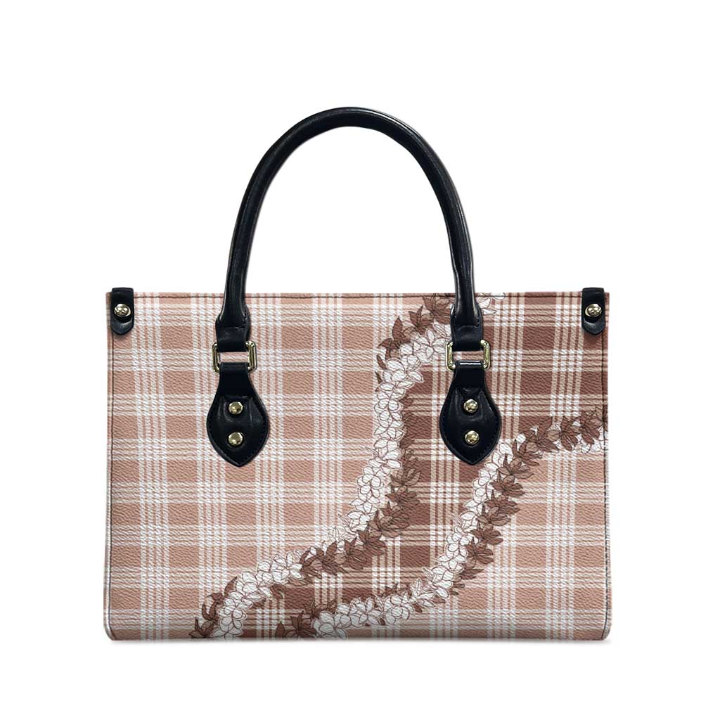 Beige Hawaii Palaka Leather Bag Hawaiian Honohono Lei LT05 - Polynesian Pride