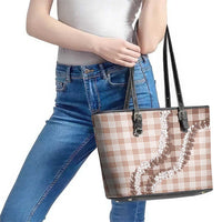 Beige Hawaii Palaka Leather Tote Bag Hawaiian Honohono Lei LT05 - Polynesian Pride
