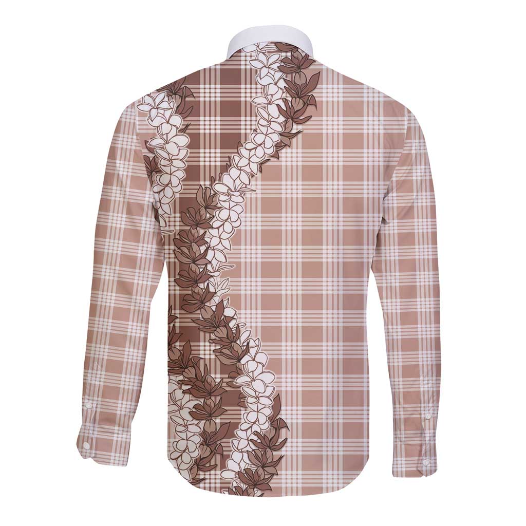 Beige Hawaii Palaka Long Sleeve Button Shirt Hawaiian Honohono Lei LT05 - Polynesian Pride