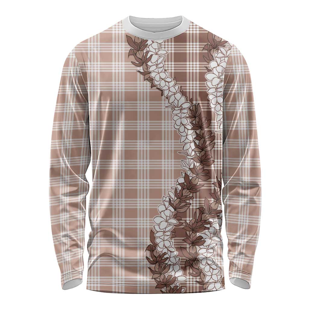 Beige Hawaii Palaka Long Sleeve Shirt Hawaiian Honohono Lei LT05 Unisex Beige - Polynesian Pride