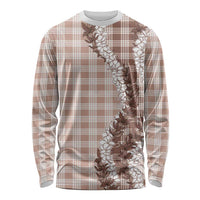 Beige Hawaii Palaka Long Sleeve Shirt Hawaiian Honohono Lei LT05 Unisex Beige - Polynesian Pride