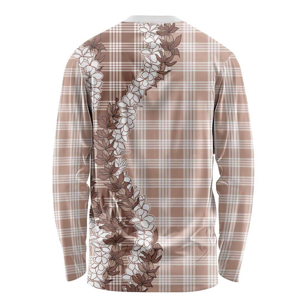Beige Hawaii Palaka Long Sleeve Shirt Hawaiian Honohono Lei LT05 - Polynesian Pride