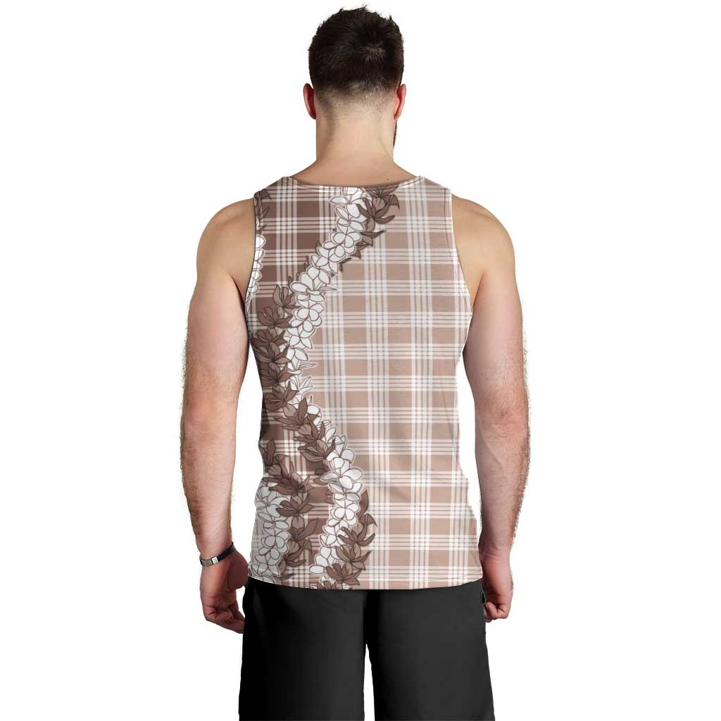 Beige Hawaii Palaka Men Tank Top Hawaiian Honohono Lei LT05 - Polynesian Pride