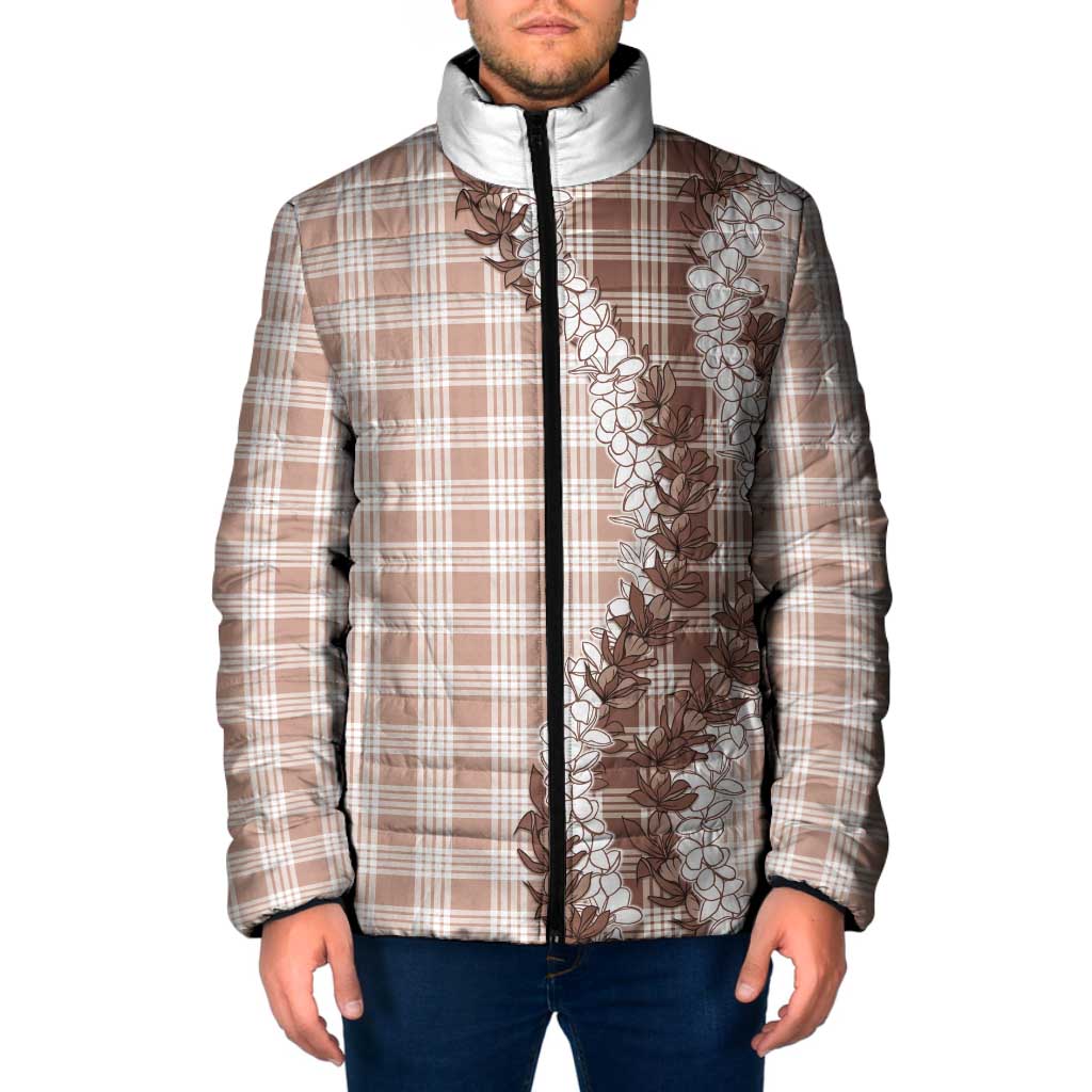 Beige Hawaii Palaka Padded Jacket Hawaiian Honohono Lei LT05 Men Beige - Polynesian Pride