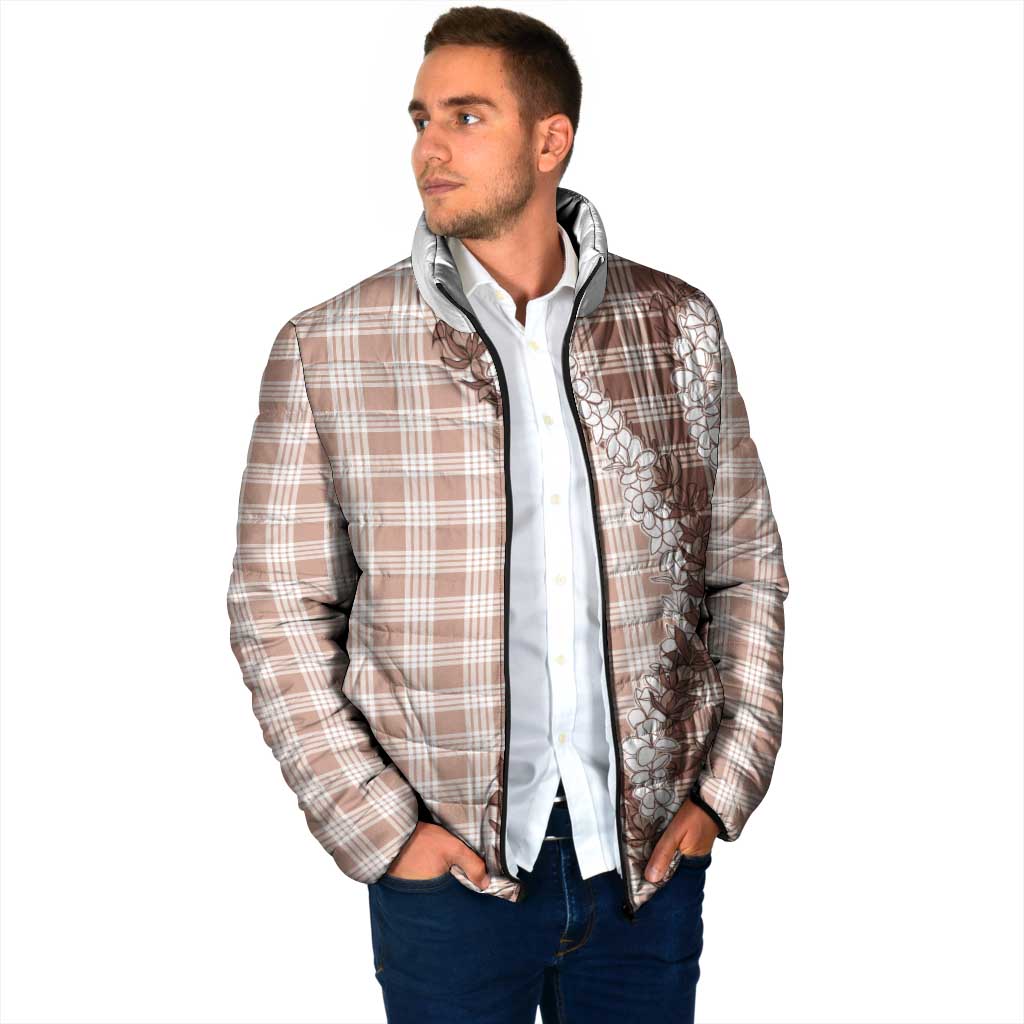 Beige Hawaii Palaka Padded Jacket Hawaiian Honohono Lei LT05 - Polynesian Pride