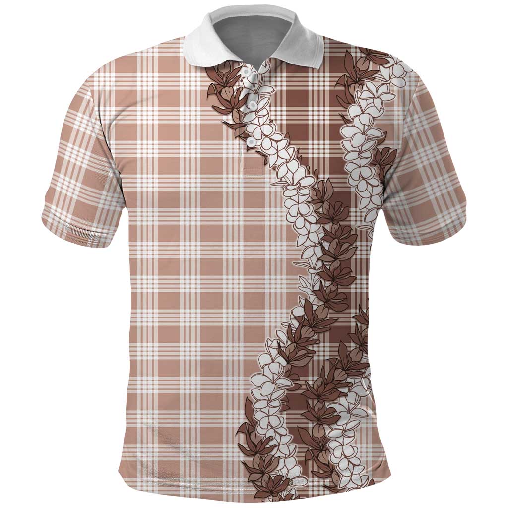 Beige Hawaii Palaka Polo Shirt Hawaiian Honohono Lei LT05 Beige - Polynesian Pride