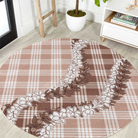 Beige Hawaii Palaka Round Carpet Hawaiian Honohono Lei