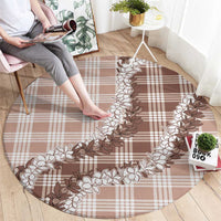 Beige Hawaii Palaka Round Carpet Hawaiian Honohono Lei